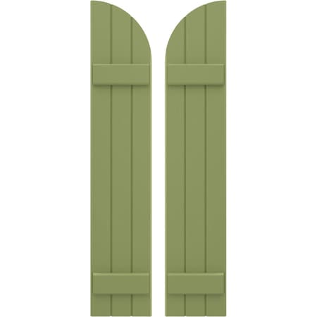 Americraft 3-Board (2 Batten) Wood Joined Board-n-Batten Shutters W/ Arch Top, ARW101BQ311X34MGH